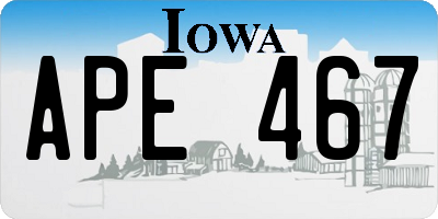 IA license plate APE467