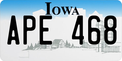 IA license plate APE468