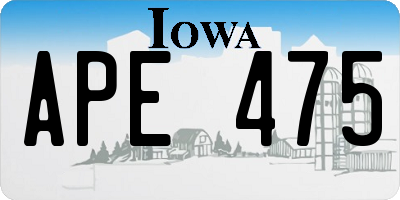 IA license plate APE475