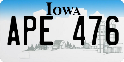IA license plate APE476