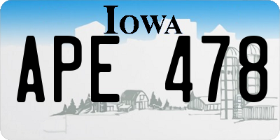 IA license plate APE478