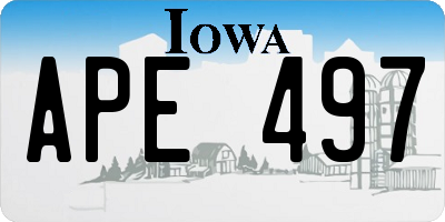 IA license plate APE497