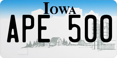 IA license plate APE500