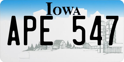IA license plate APE547