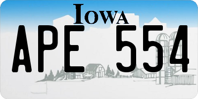 IA license plate APE554