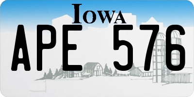 IA license plate APE576