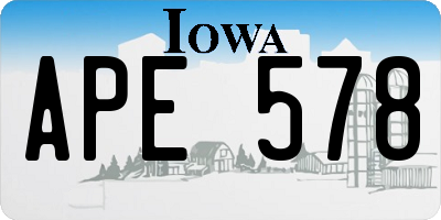 IA license plate APE578