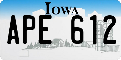 IA license plate APE612