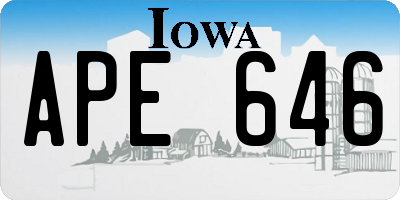 IA license plate APE646