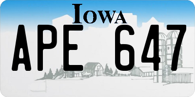 IA license plate APE647