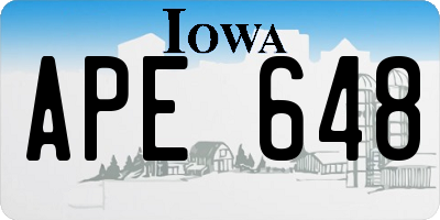 IA license plate APE648