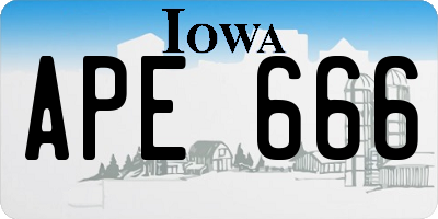 IA license plate APE666