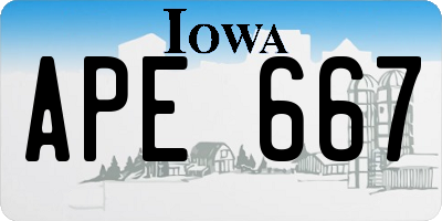 IA license plate APE667
