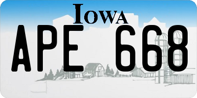 IA license plate APE668