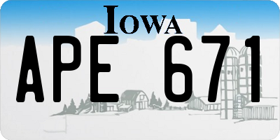 IA license plate APE671