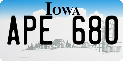 IA license plate APE680