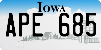 IA license plate APE685
