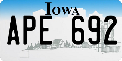 IA license plate APE692