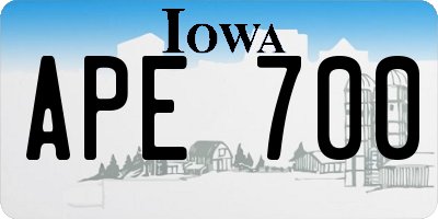 IA license plate APE700