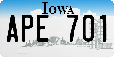 IA license plate APE701