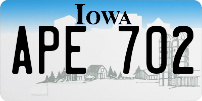 IA license plate APE702