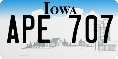IA license plate APE707