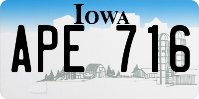 IA license plate APE716