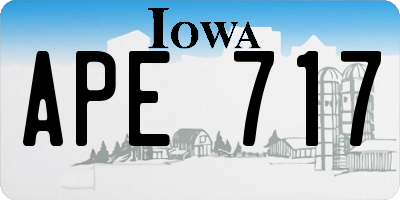 IA license plate APE717