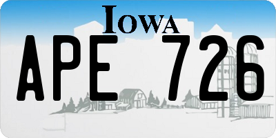 IA license plate APE726