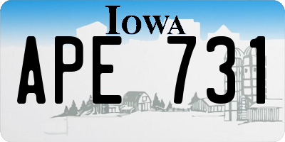 IA license plate APE731