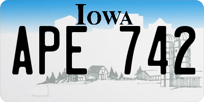 IA license plate APE742