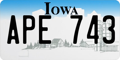 IA license plate APE743