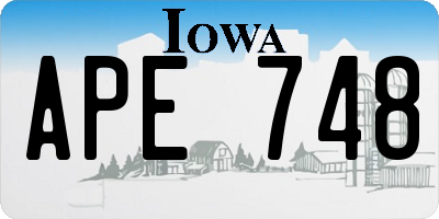 IA license plate APE748
