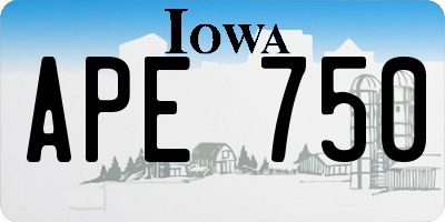IA license plate APE750
