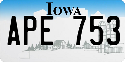 IA license plate APE753