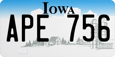 IA license plate APE756