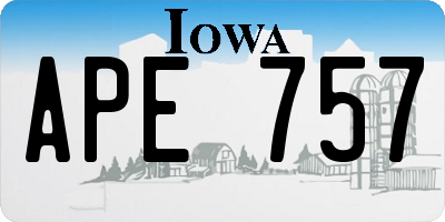 IA license plate APE757