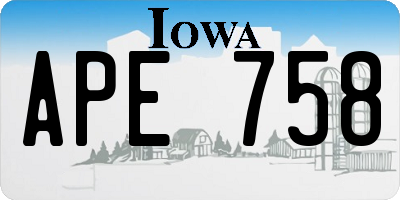 IA license plate APE758