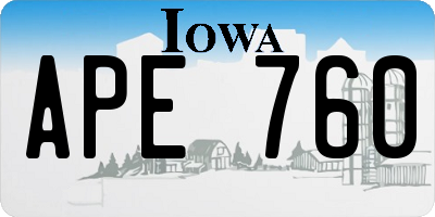 IA license plate APE760