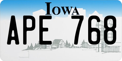 IA license plate APE768