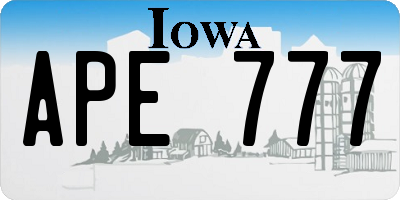 IA license plate APE777