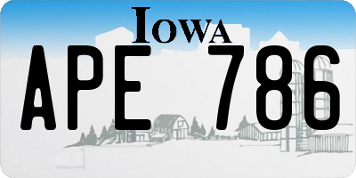 IA license plate APE786