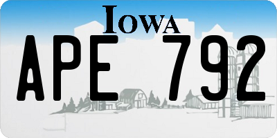 IA license plate APE792