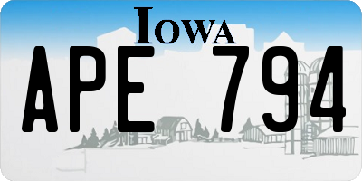 IA license plate APE794