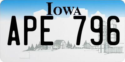 IA license plate APE796