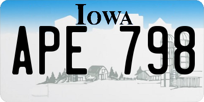 IA license plate APE798