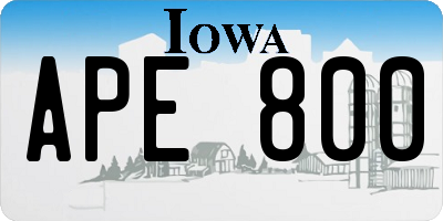 IA license plate APE800