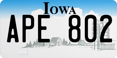 IA license plate APE802