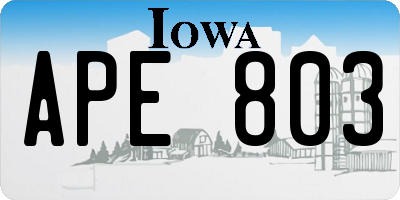 IA license plate APE803
