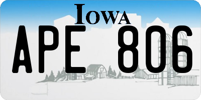 IA license plate APE806